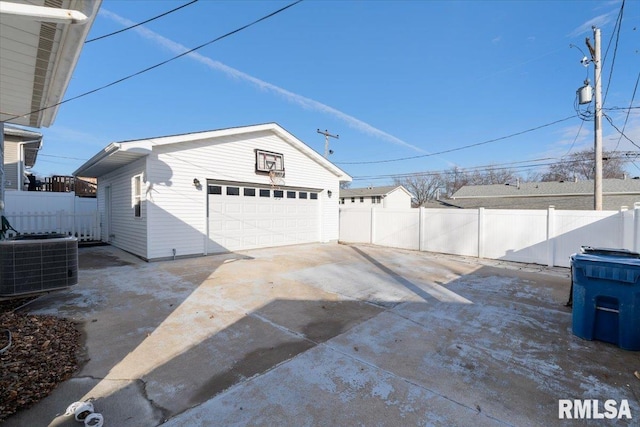 garage featuring central air condition unit