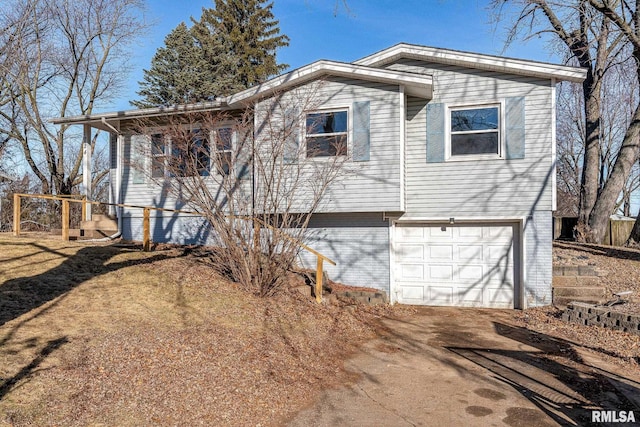 exterior space with a garage