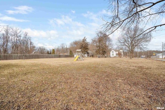 view of yard with a playground