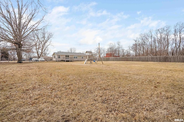 view of yard featuring a playground