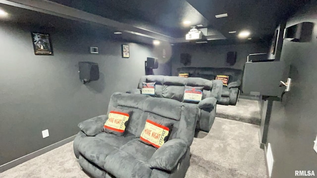 view of carpeted home theater room