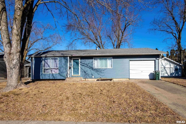 single story home with a garage