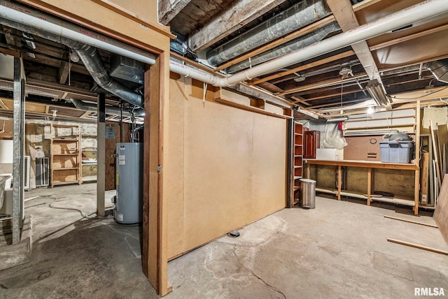 basement with water heater