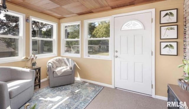 interior space with wooden ceiling