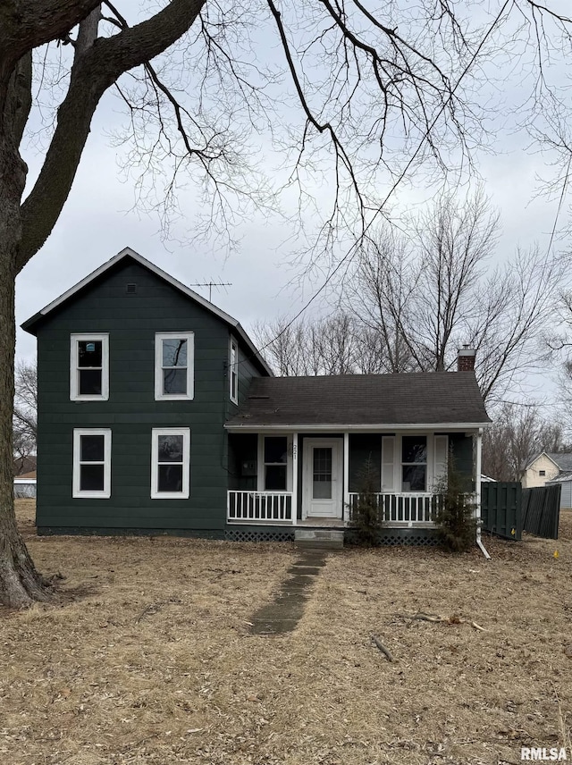 split level home featuring covered porch