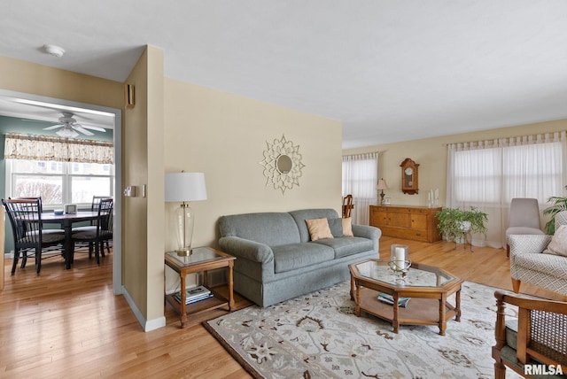 living room with hardwood / wood-style floors