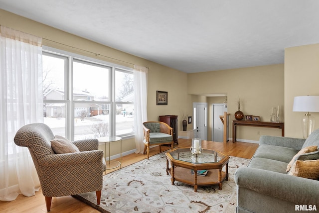 living room featuring light wood-type flooring