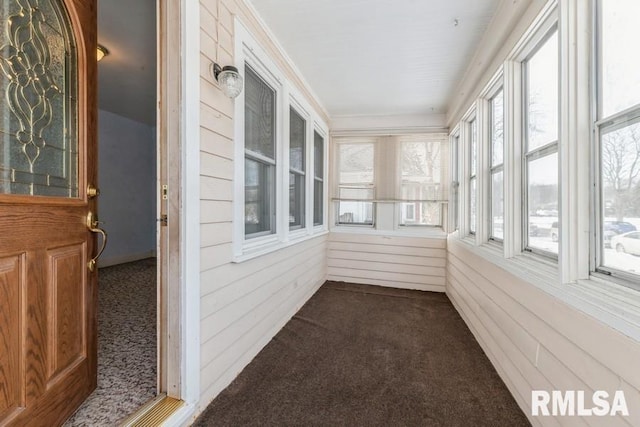 view of unfurnished sunroom