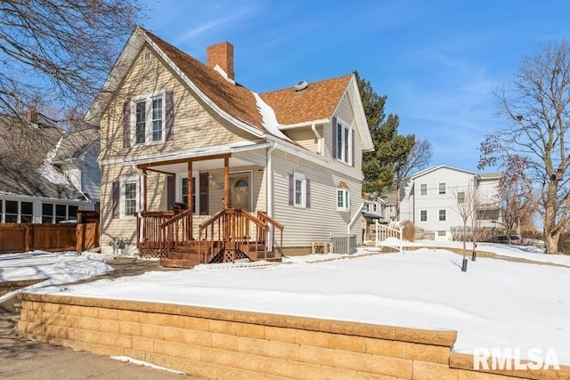 view of front of home with central AC