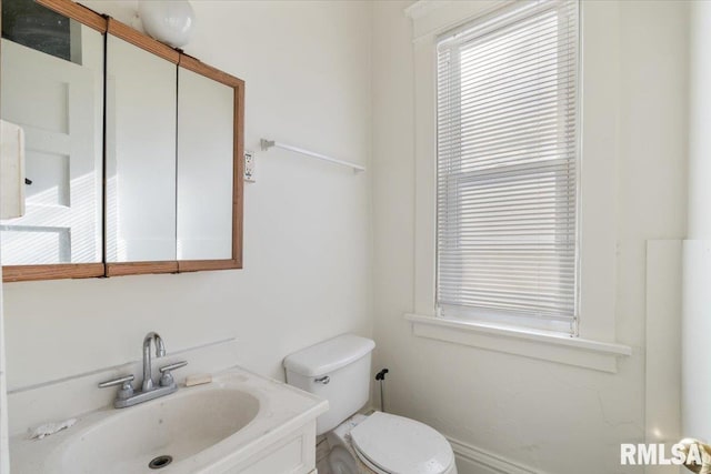 half bathroom featuring toilet and vanity