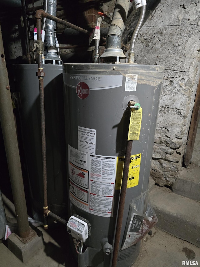 utility room with gas water heater