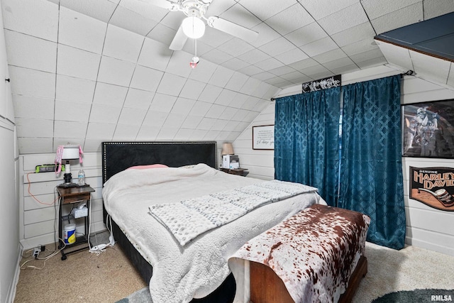 carpeted bedroom with vaulted ceiling