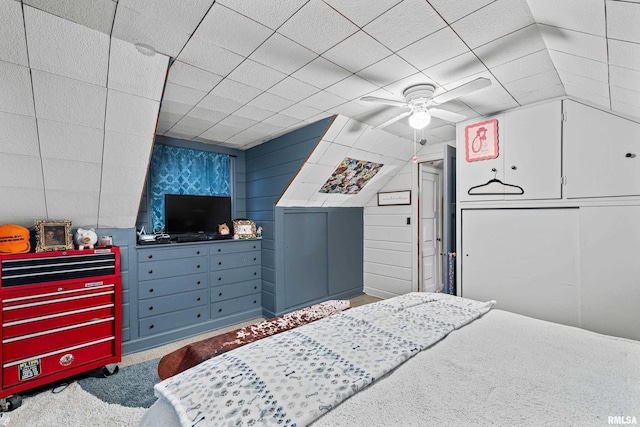 bedroom with vaulted ceiling