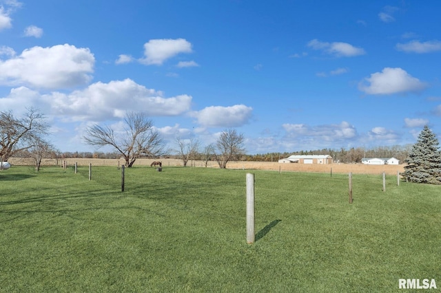 view of yard with a rural view