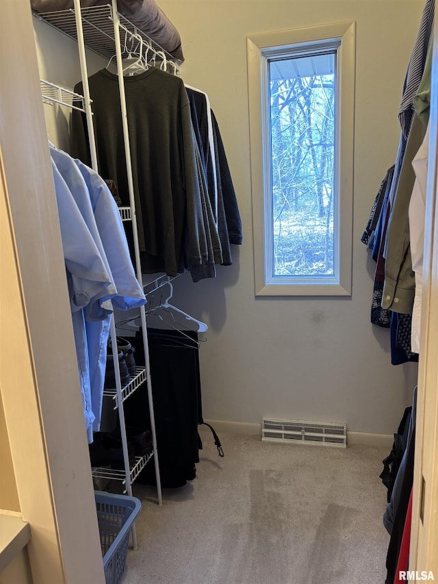 walk in closet with carpet and visible vents