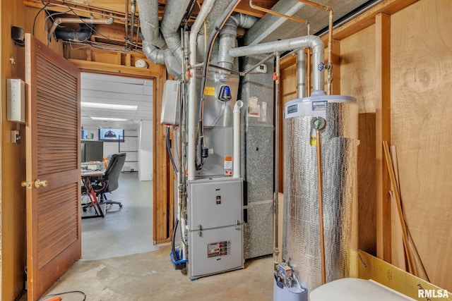 utilities with water heater and heating unit