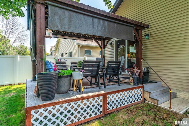 wooden terrace with fence