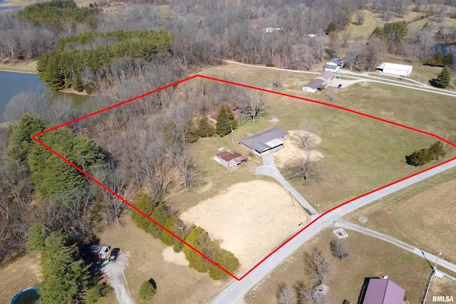 1595 Casper Church Rd, Cobden, IL 62920 - birds eye view of property featuring a water view