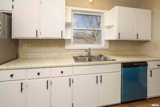 1595 Casper Church Rd, Cobden, IL 62920 - kitchen with open shelves, a sink, white cabinetry, light countertops, and dishwasher