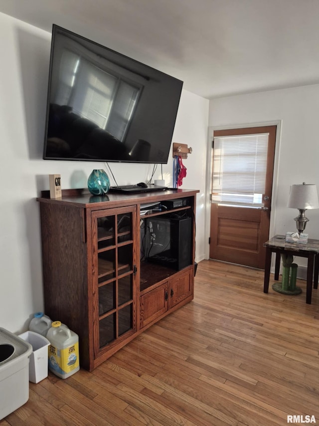 living area with wood finished floors