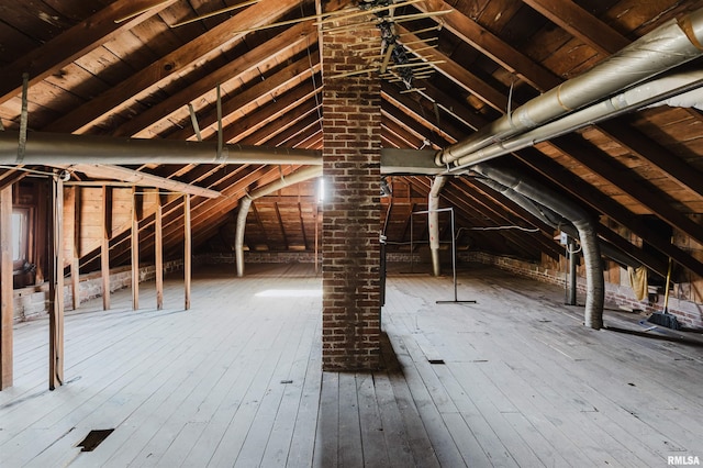 view of unfinished attic