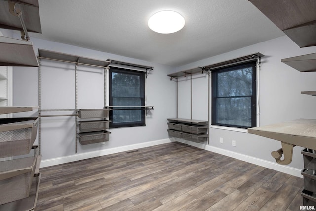 walk in closet with wood finished floors