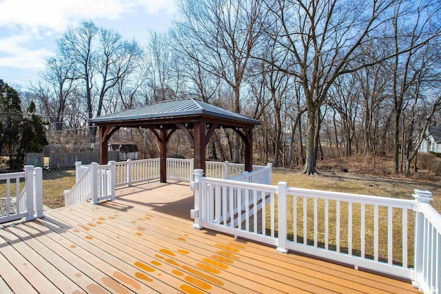 wooden terrace with a gazebo