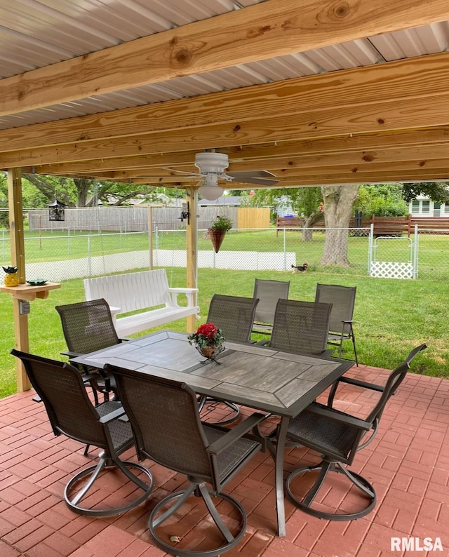 view of patio / terrace with outdoor dining space and a fenced backyard