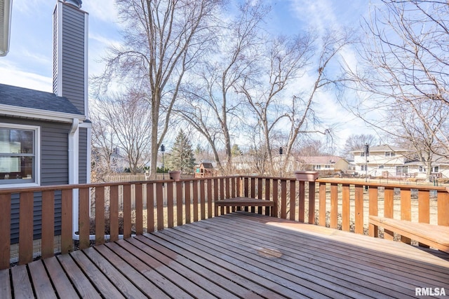 deck with a residential view