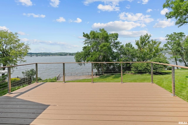 2 S Shore Ln, Rapids City, IL 61278 - wooden terrace featuring a water view and a yard