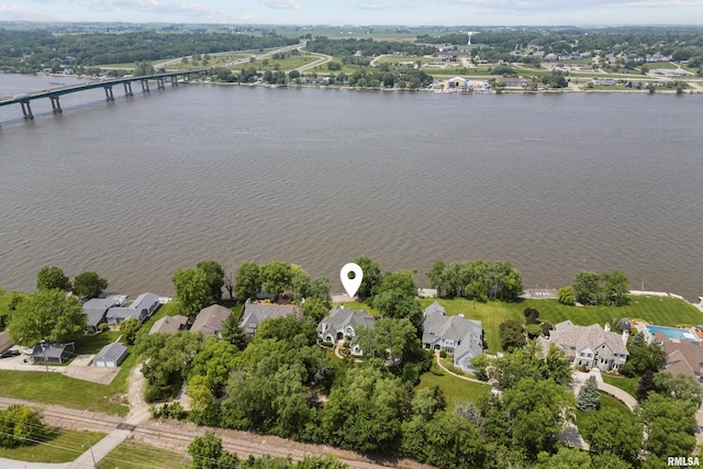 2 S Shore Ln, Rapids City, IL 61278 - aerial perspective of suburban area with a notable bridge and a large body of water