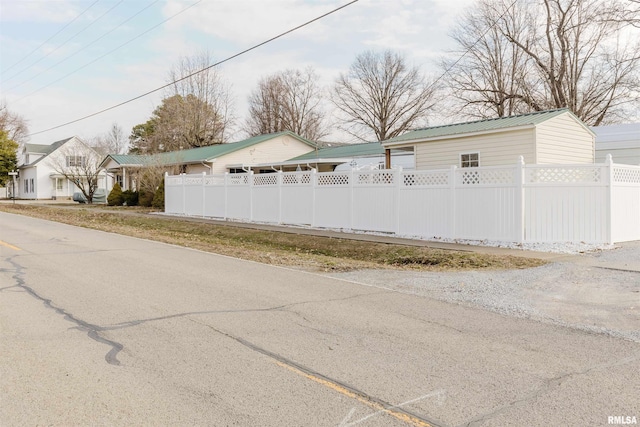 garage with fence