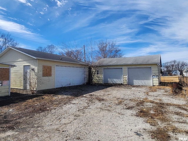 view of detached garage