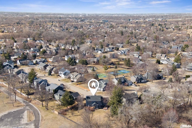 drone / aerial view with a residential view