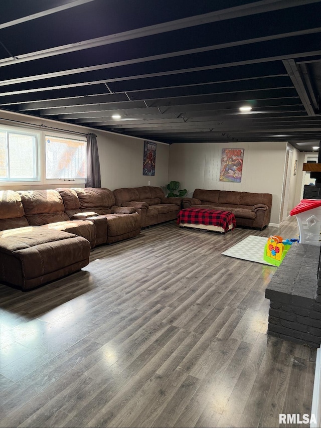 living area with wood finished floors