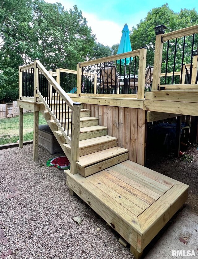 wooden terrace with stairs