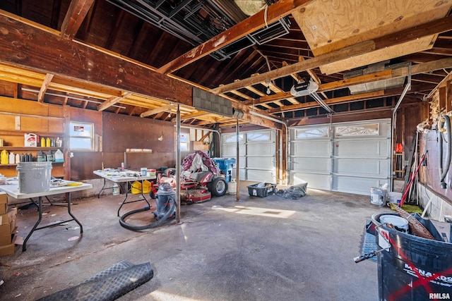 garage with a garage door opener