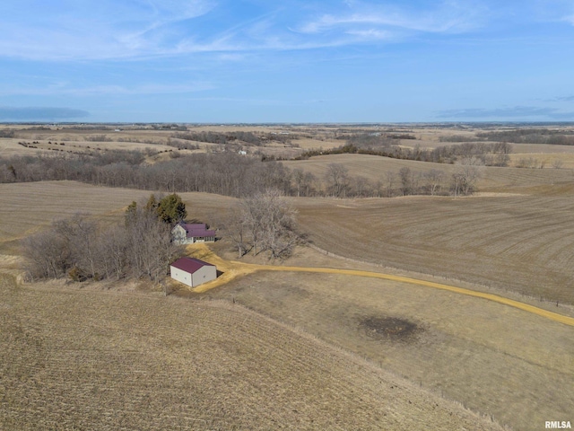 bird's eye view with a rural view