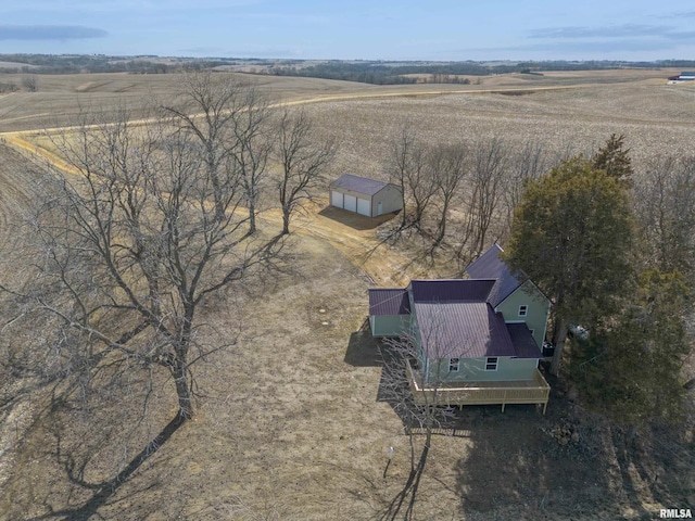 aerial view featuring a rural view