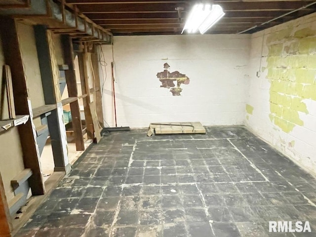 unfinished basement with tile patterned floors