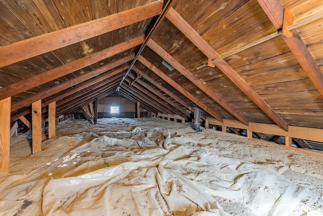 view of unfinished attic