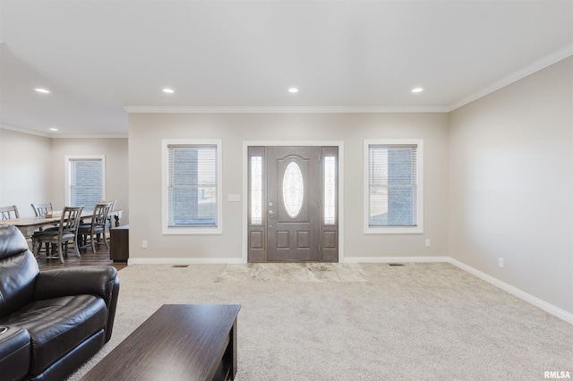 1621 S Eugene Ln, Marion, IL 62959 - foyer entrance with recessed lighting, baseboards, and ornamental molding