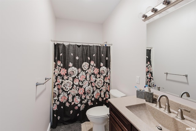 1621 S Eugene Ln, Marion, IL 62959 - full bathroom featuring vanity, a shower with shower curtain, and toilet