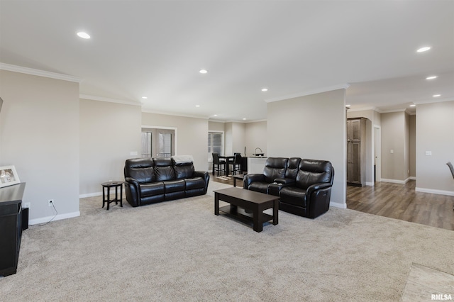 1621 S Eugene Ln, Marion, IL 62959 - carpeted living area featuring recessed lighting, crown molding, and baseboards
