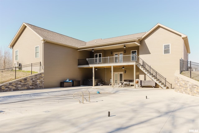 1621 S Eugene Ln, Marion, IL 62959 - rear view of property with a balcony, a patio, ceiling fan, and fence