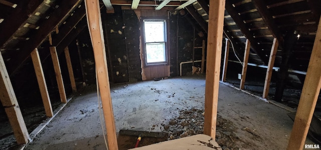 view of unfinished attic