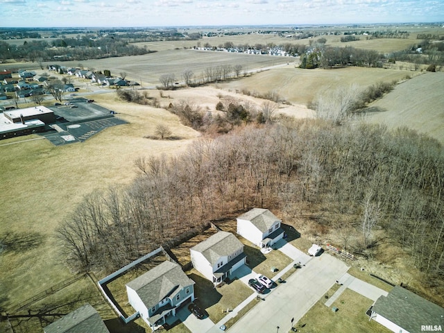 drone / aerial view with a rural view