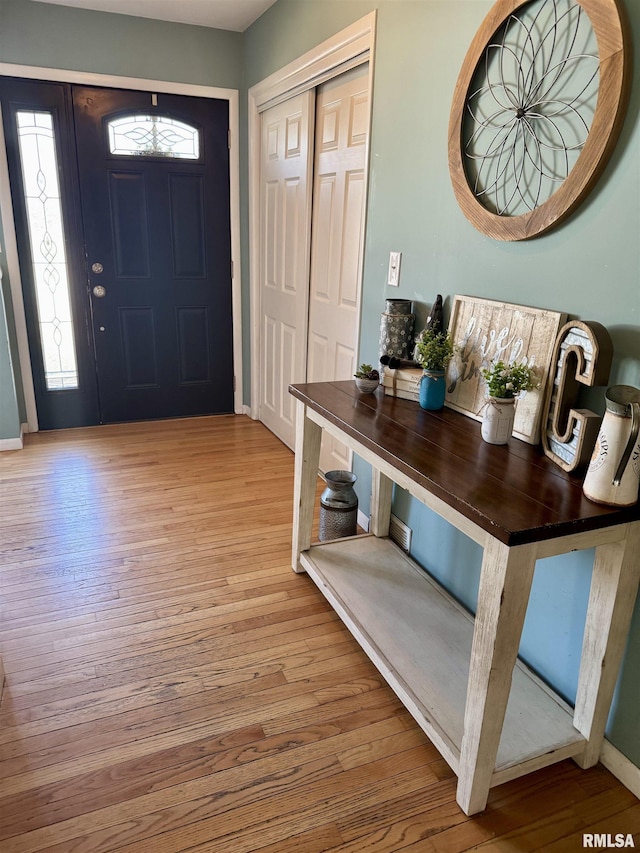 entrance foyer with wood finished floors