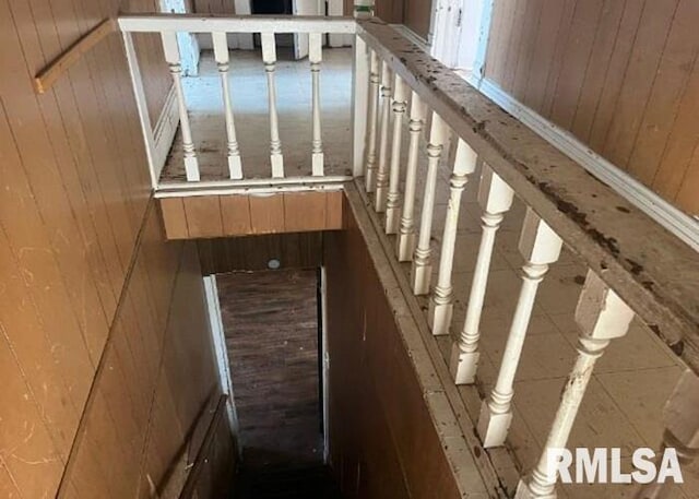 448 N 3rd Ave, Canton, IL 61520 - stairway featuring wood walls