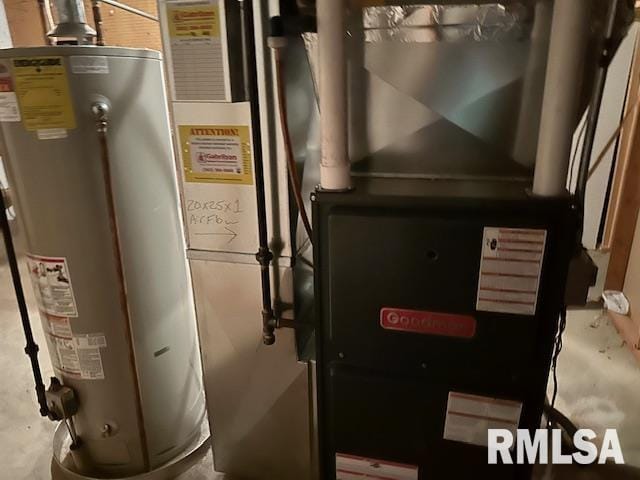 utilities featuring water heater and heating unit